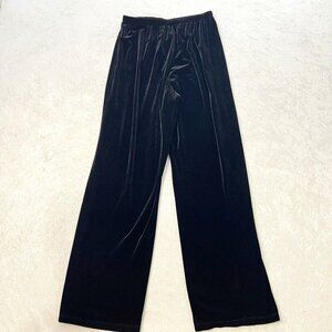 AGB BYER Black Velvet Pants‎ Womens M Wide Leg Elastic Waist High Rise Dressy